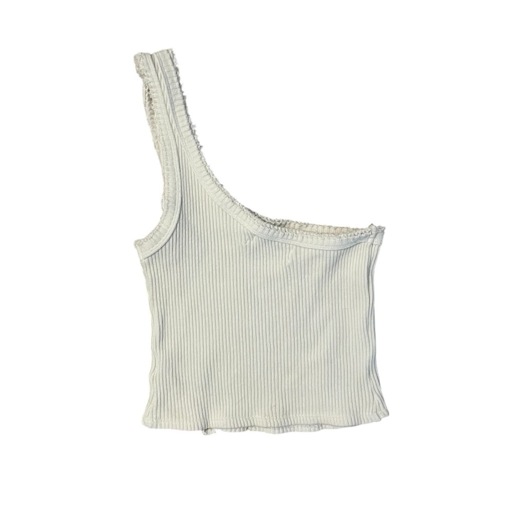 One-Shoulder Ribbed White Top‎ - Picture 5 of 5